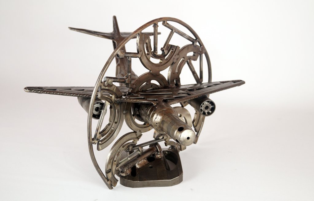metal sculpture airplane