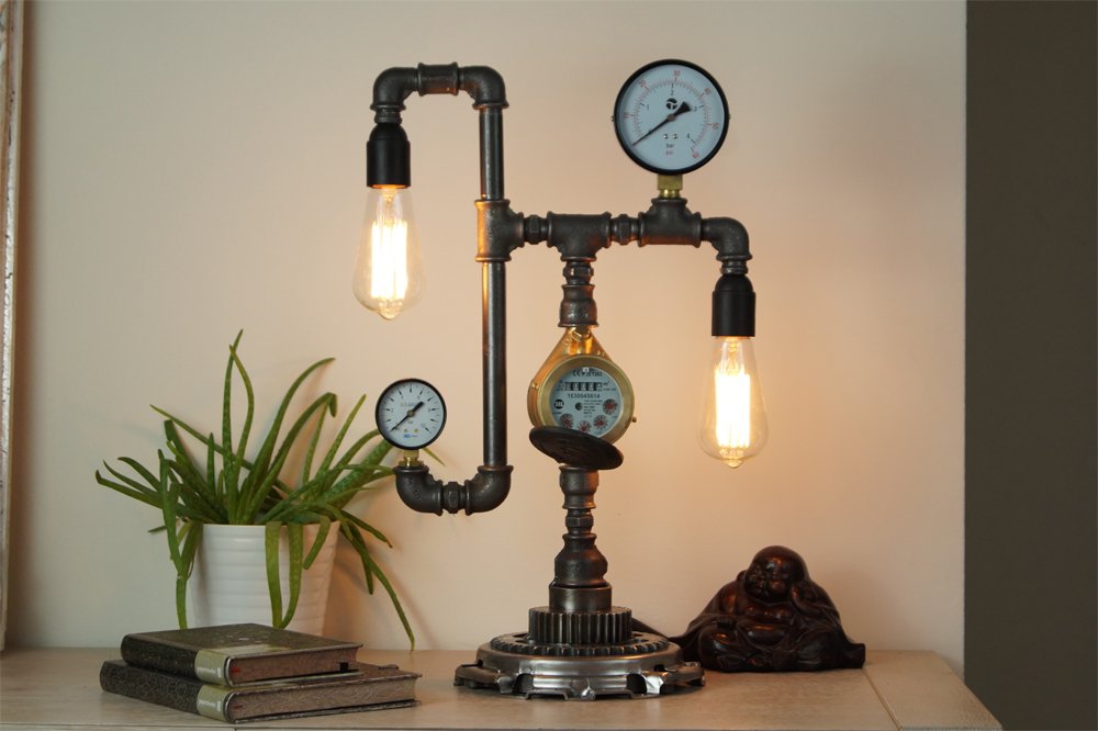 Steampunk plumbing pipe desk lamps