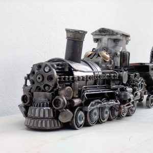 metal art train sculpture