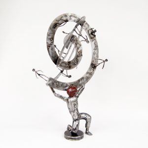 Metal art sculpture of Atlas