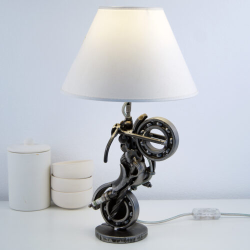 Motorcycle metal sculpture lamp