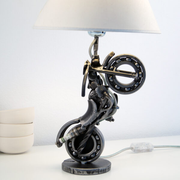 Motorcycle metal sculpture lamp