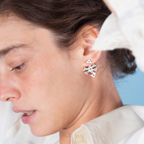 Silver statement jacket earrings